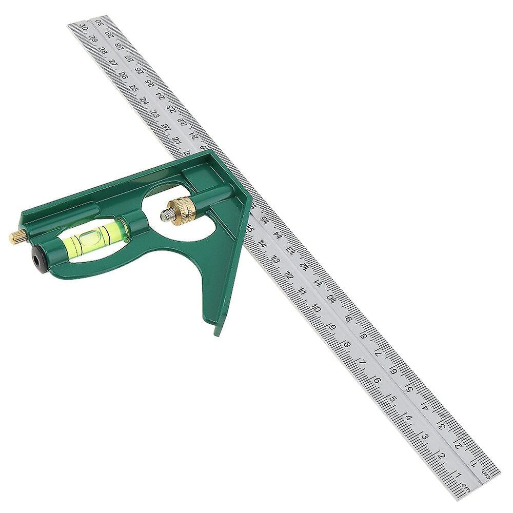 12" 300Mm Adjustable Combination Square Ruler 45/90 Degree With Bubble Level - Multi-functional Measuring Tool