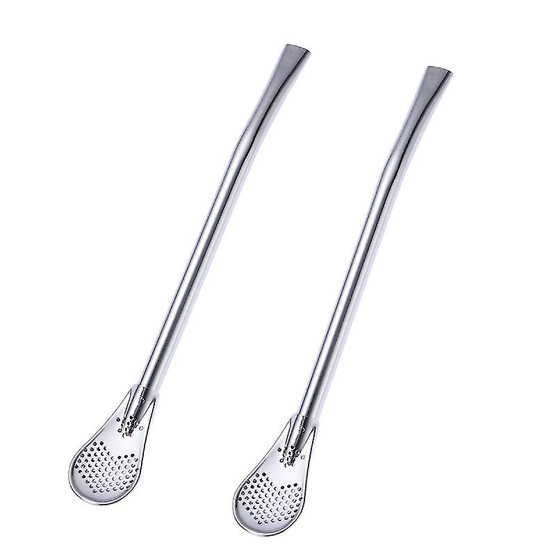 2pcs Stainless Steel Straw Spoon