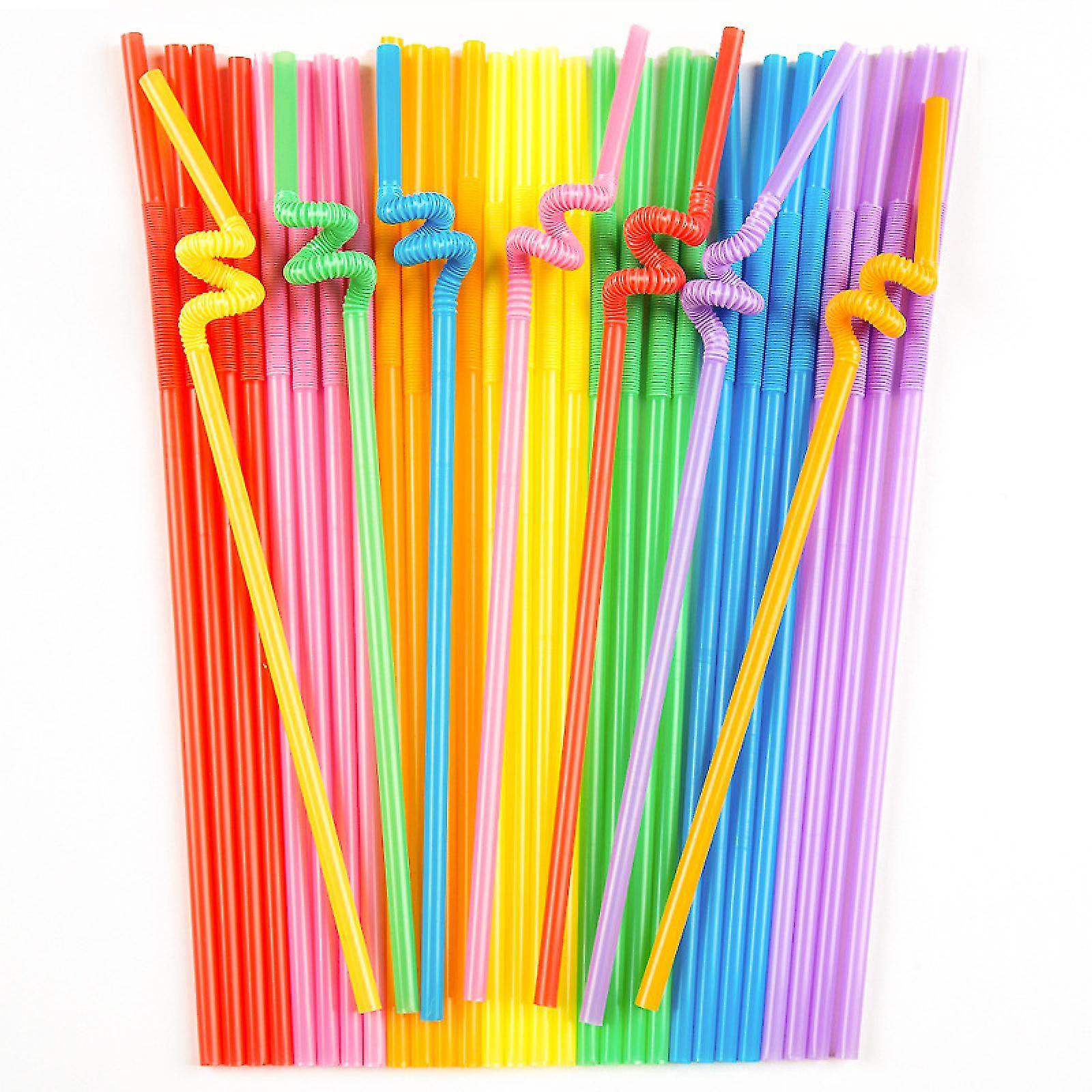 Disposable Colorful Drinking Straws, 13inch Flexible Straws, Random Colors Extra Long Straws Party Decorations   April 4.16