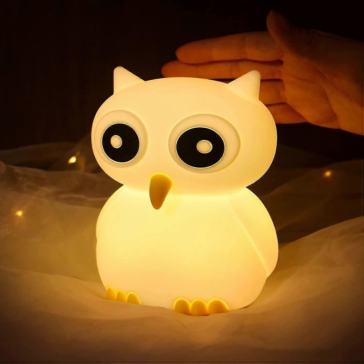 Justup ضوء الليل البومة الحكمة لطيف الحيوان ليلة ضوء أدى مصباح ليلة ضوء الألوان القابلة لإعادة الشحن تغيير مصباح ليلي للأطفال الأولاد بنات غرفة نوم ديكو