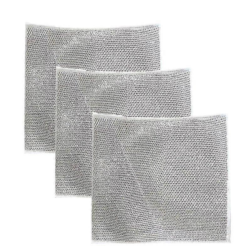 3pcs Silver Dish Cloth Effective Cleaning Clean Silver Wire Kitchen Multifunction - Shengxin