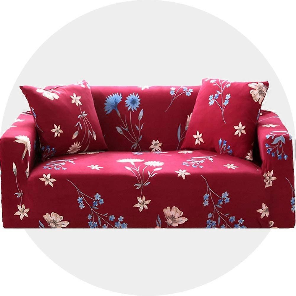 Sofaüberwurf 2-Sitzer Sofabezug Couchbezug Stretch, rote Blume