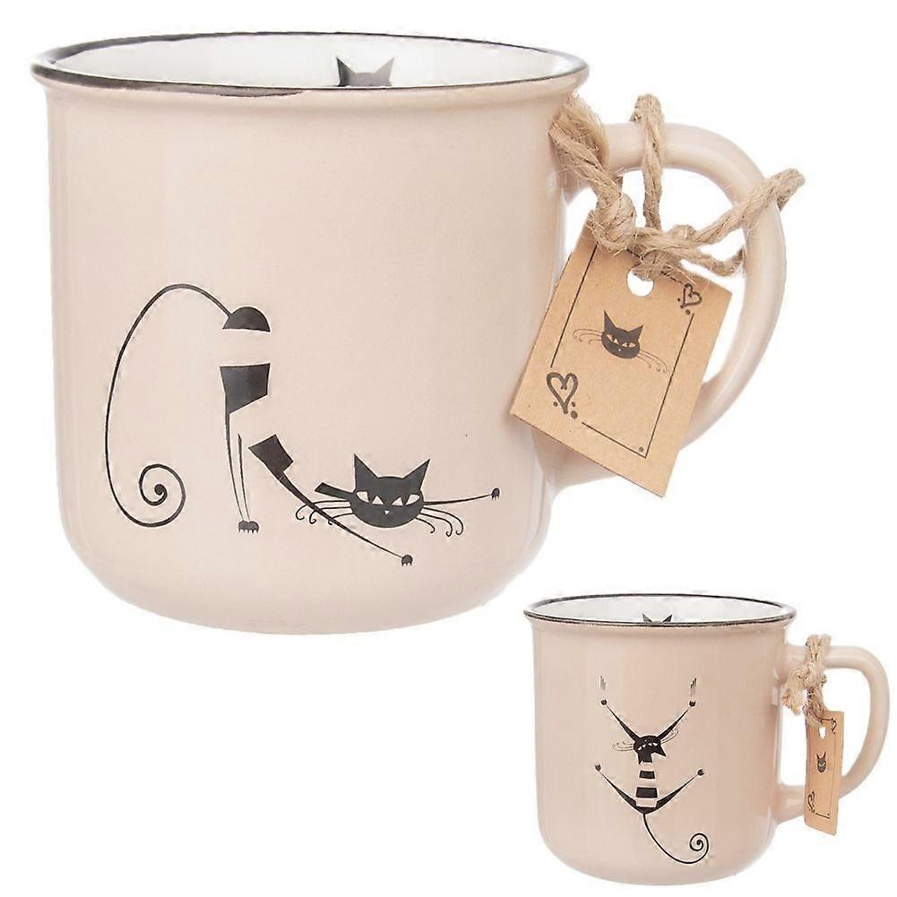 Charming ceramic mug with cat motif for coffee and tea