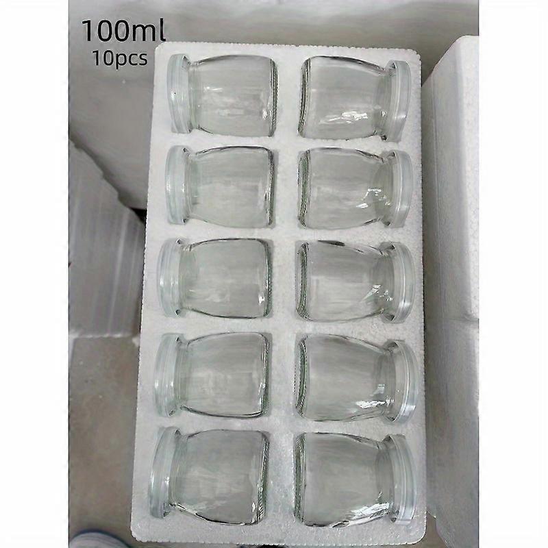 6/10pcs Glass Oval Pudding Jars - 100ml/200ml Multipurpose Dessert Molds, Yogurt Cups, Jelly and Jam Containers with Lids - Perfect for Christmas Kitc