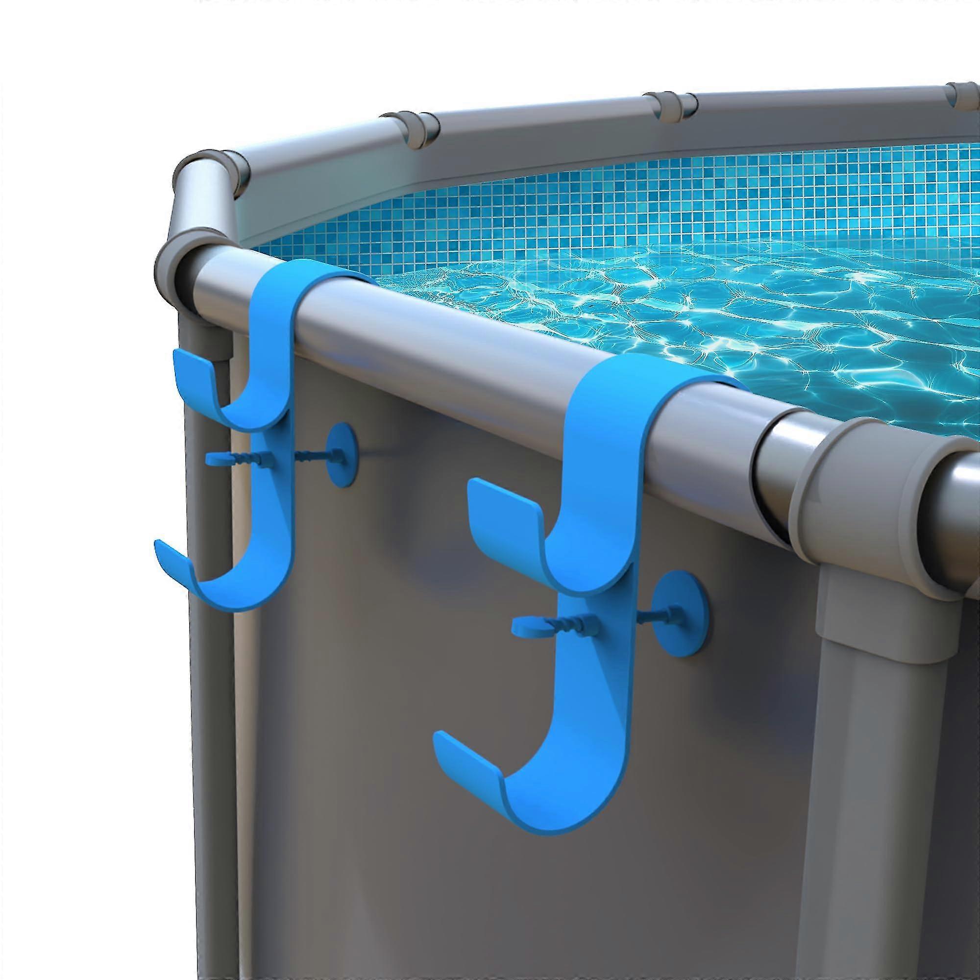 2pcs Poolside Pool Leaf Skimmer Net Holder, Above Ground Pool Pole Hanger, Above Ground Pool Accessories,Adjustable Telescopic Pool Pole Hooks,Pool Br