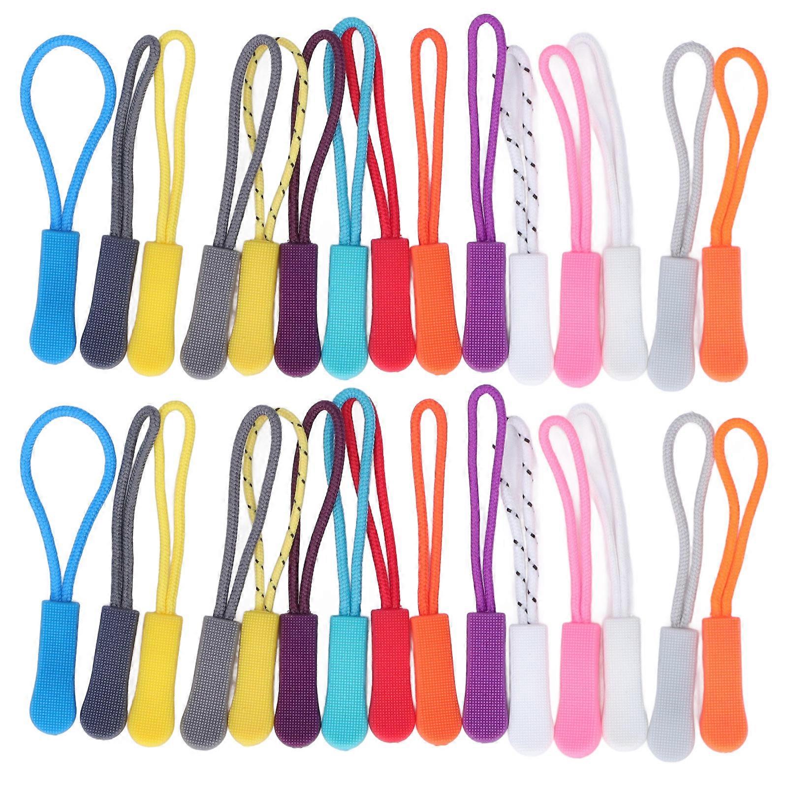 30pcs Zipper Pulls Durable Nylon Fadeless Lightweight Wide Application Backpack Zipper Pulls For Phone Wallet Bag