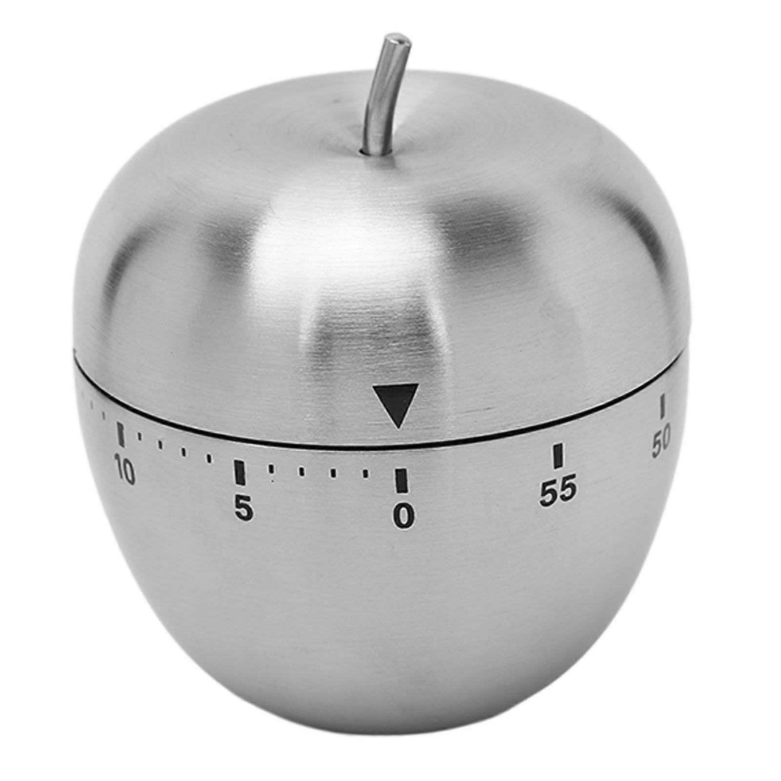 Apple Shape Timer Manual Rotating Stainless Steel Metal Loud Alarm Countdown Cooking Timer For Learning