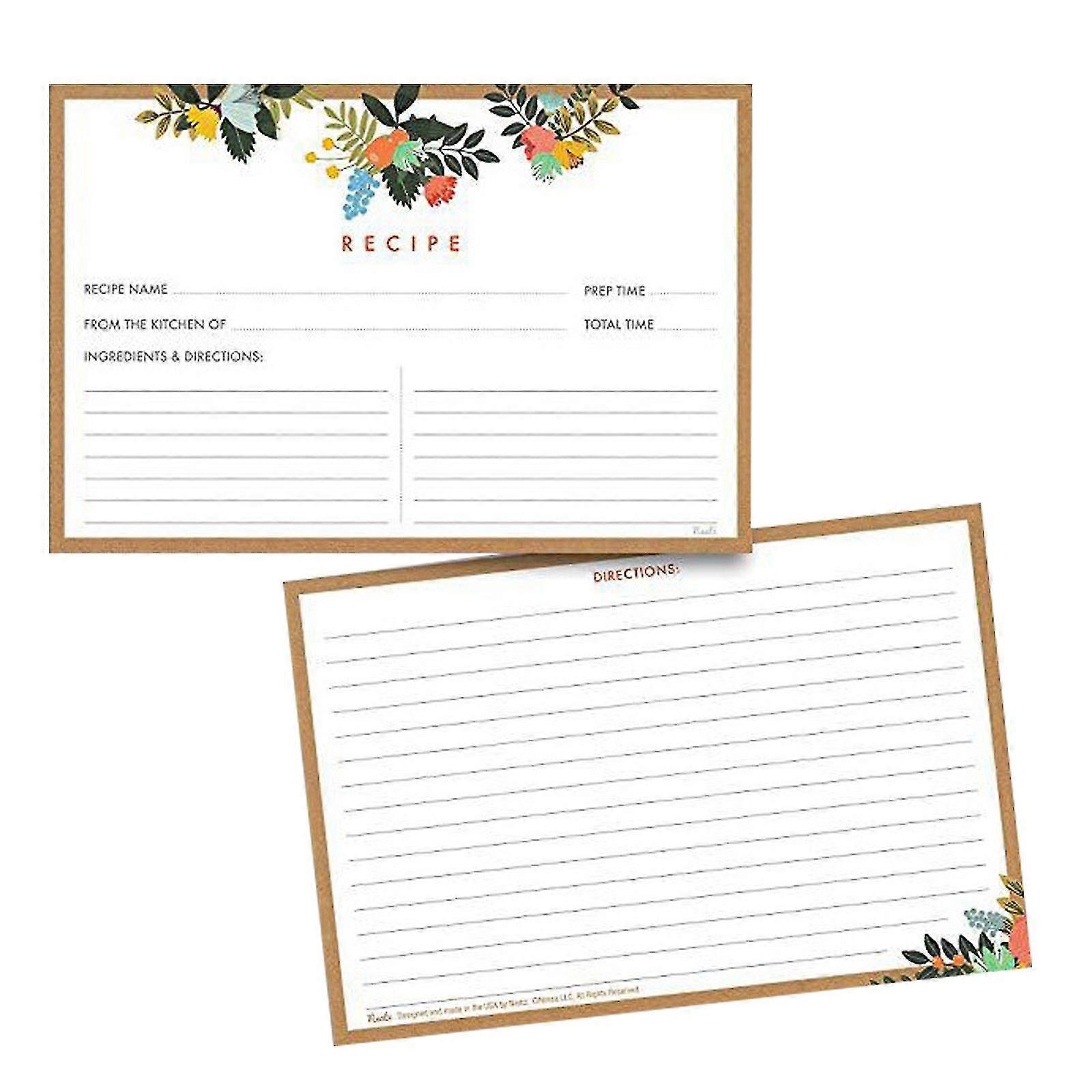 Cooking Recipe Cards Double Sided Notecards for Organized Kitchen Storage 10pc