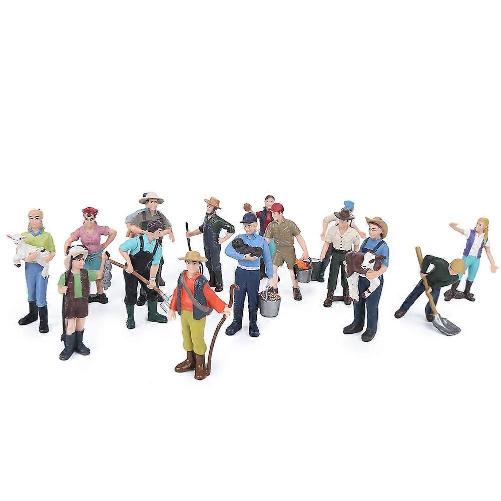 16pcs Simulation Farm Character Model Set Farmer Miniature Toy Figure Educational Toys