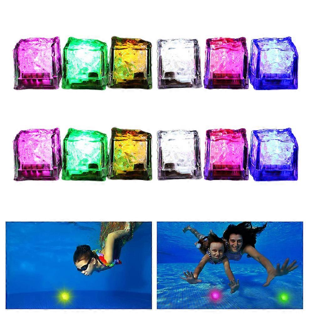 12Pcs Light up Diving Pool Toys Colorful LED Ice Pieces Swimming Dive Throw Toy Set