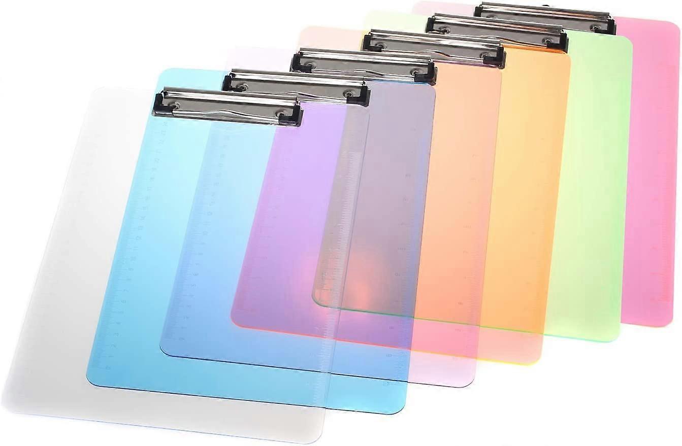 Clipboard A4 with Rubber Metal Clip A4 Notepad with Loose Hanging Pad Holder Clipboard - Clear Plastic - 6 Colors Notepad Set