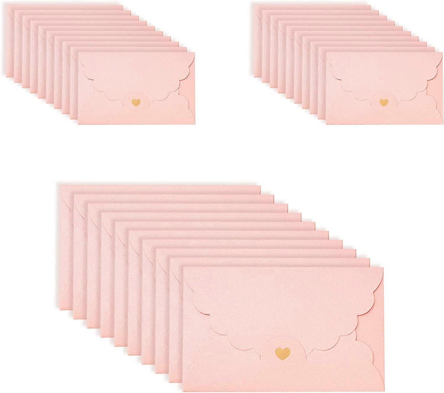 30 Pieces Kraft Envelope Wedding Invitation Envelope, Envelope with Heart (pink,small)