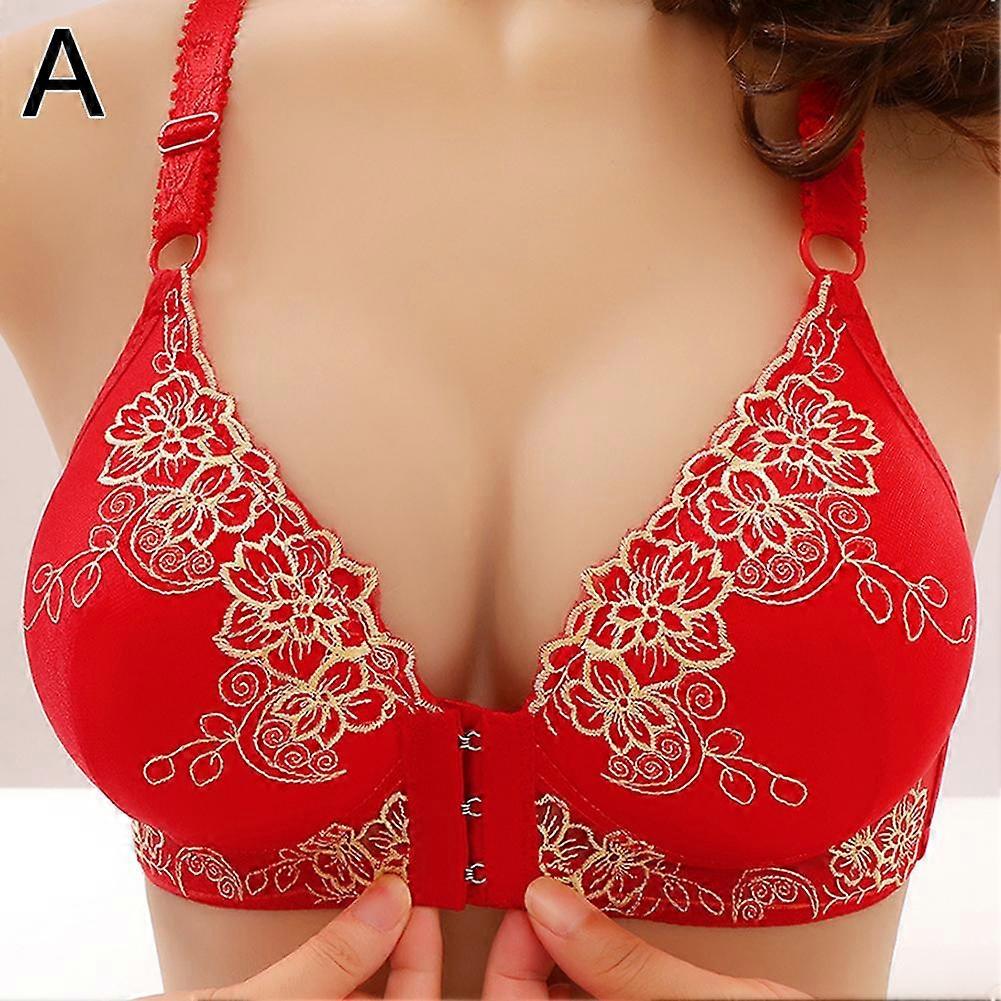 Bra Women's Without Underwire Bra Front Closure Lace Push Up Bra Breathable