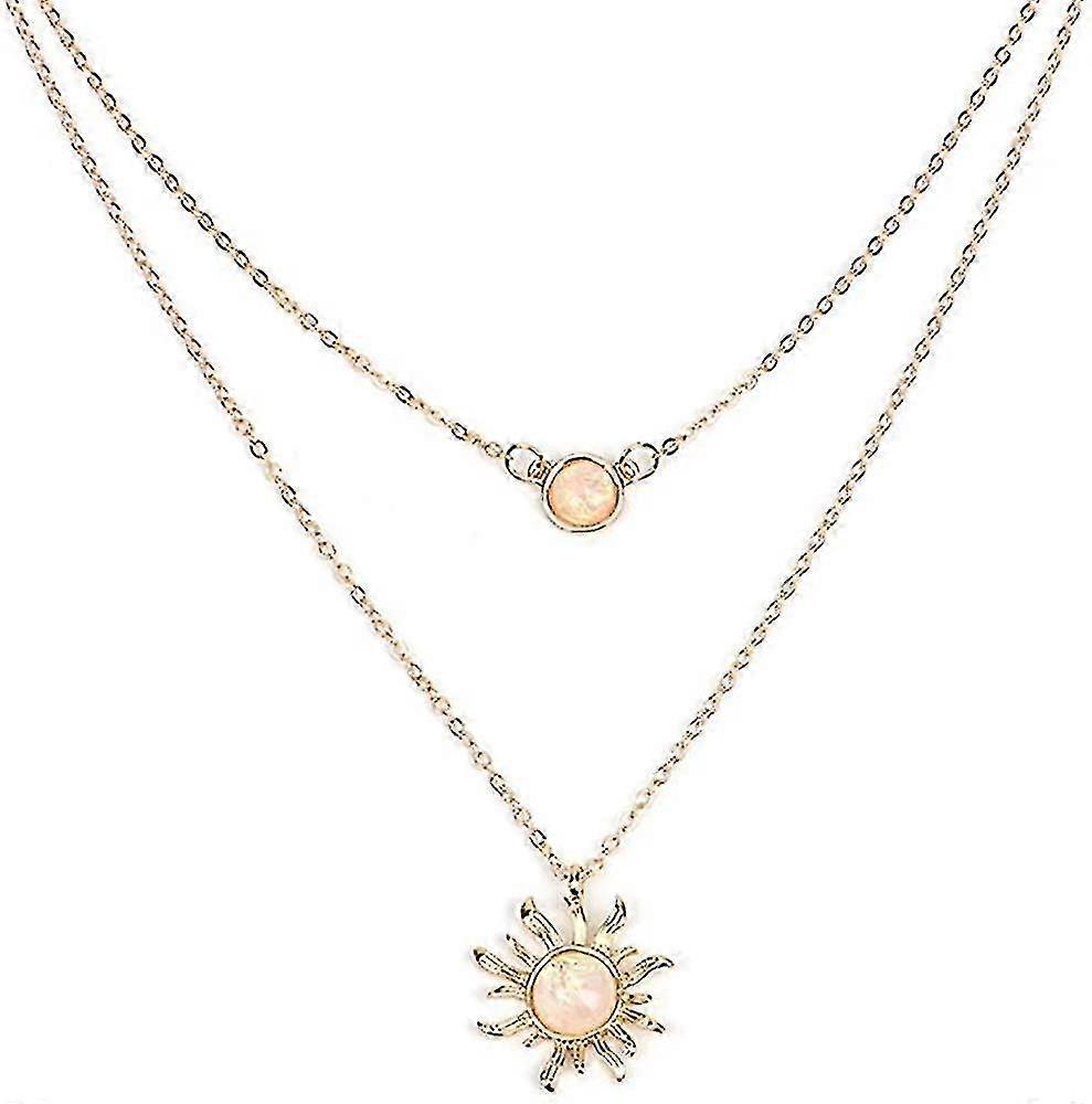 Moon And Sun Layered Choker Double Chains For Women