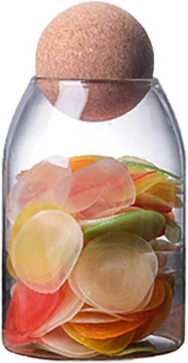 Airtight transparent borosilicate glass storage jar with cork stopper for spices, sugar, coffee