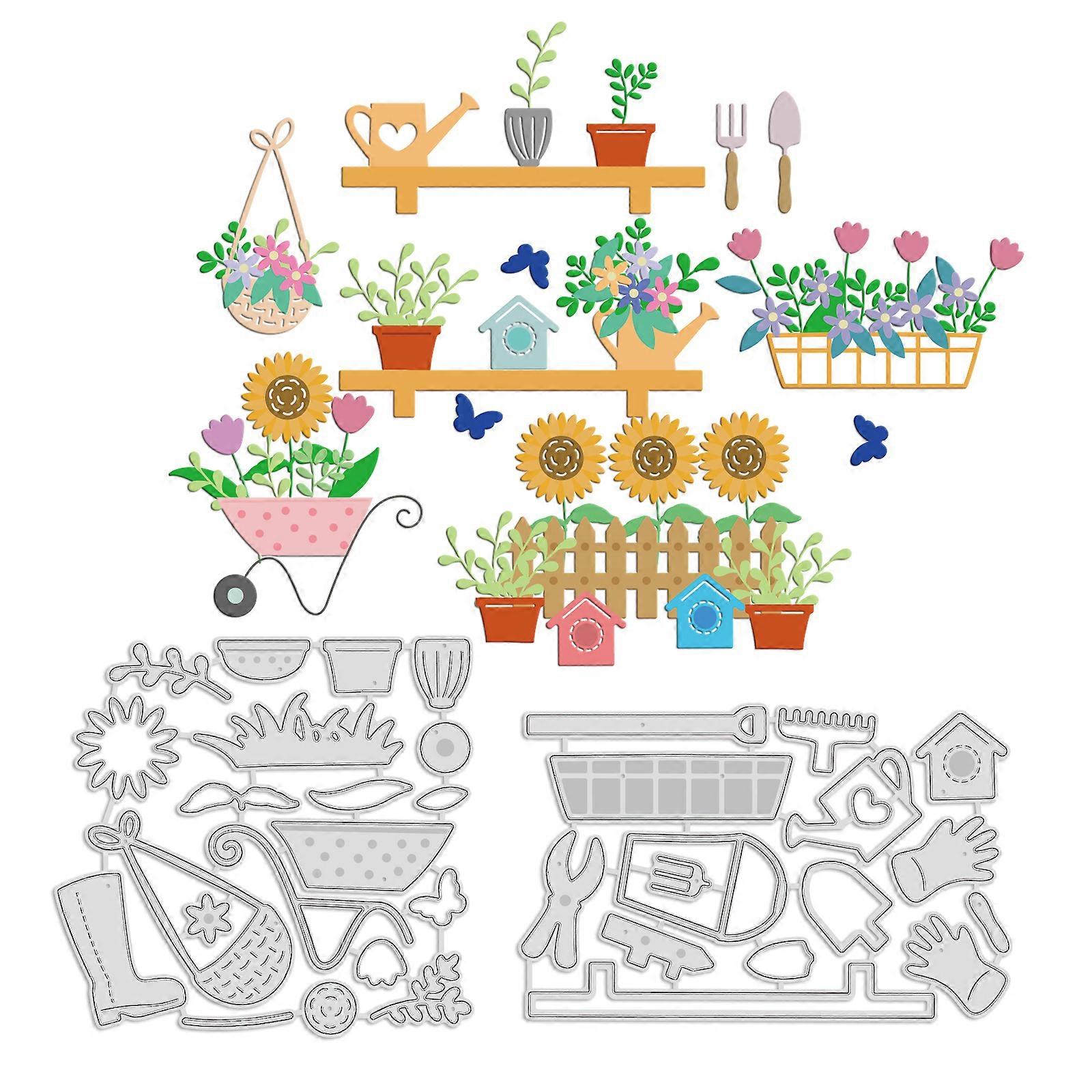 2Pcs Garden Pattern Decoration Template Reusable carbon steel Stencil