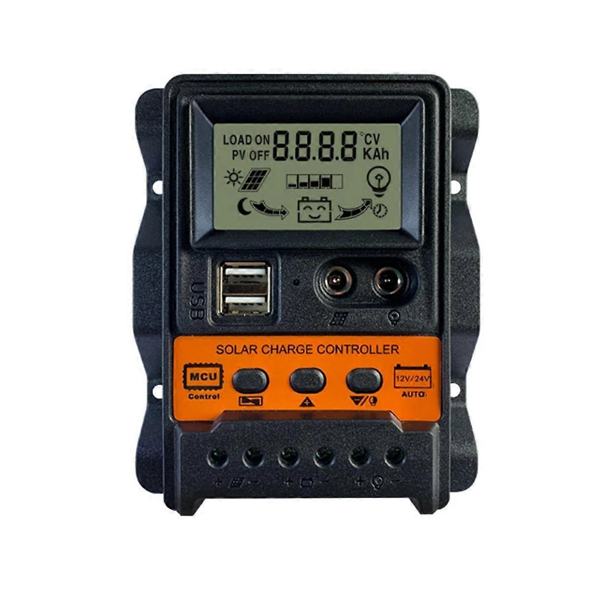 30A Solar Charge Controller 12V24V Solar Panel Battery Controller Regulator Auto 2 USB LCD Display