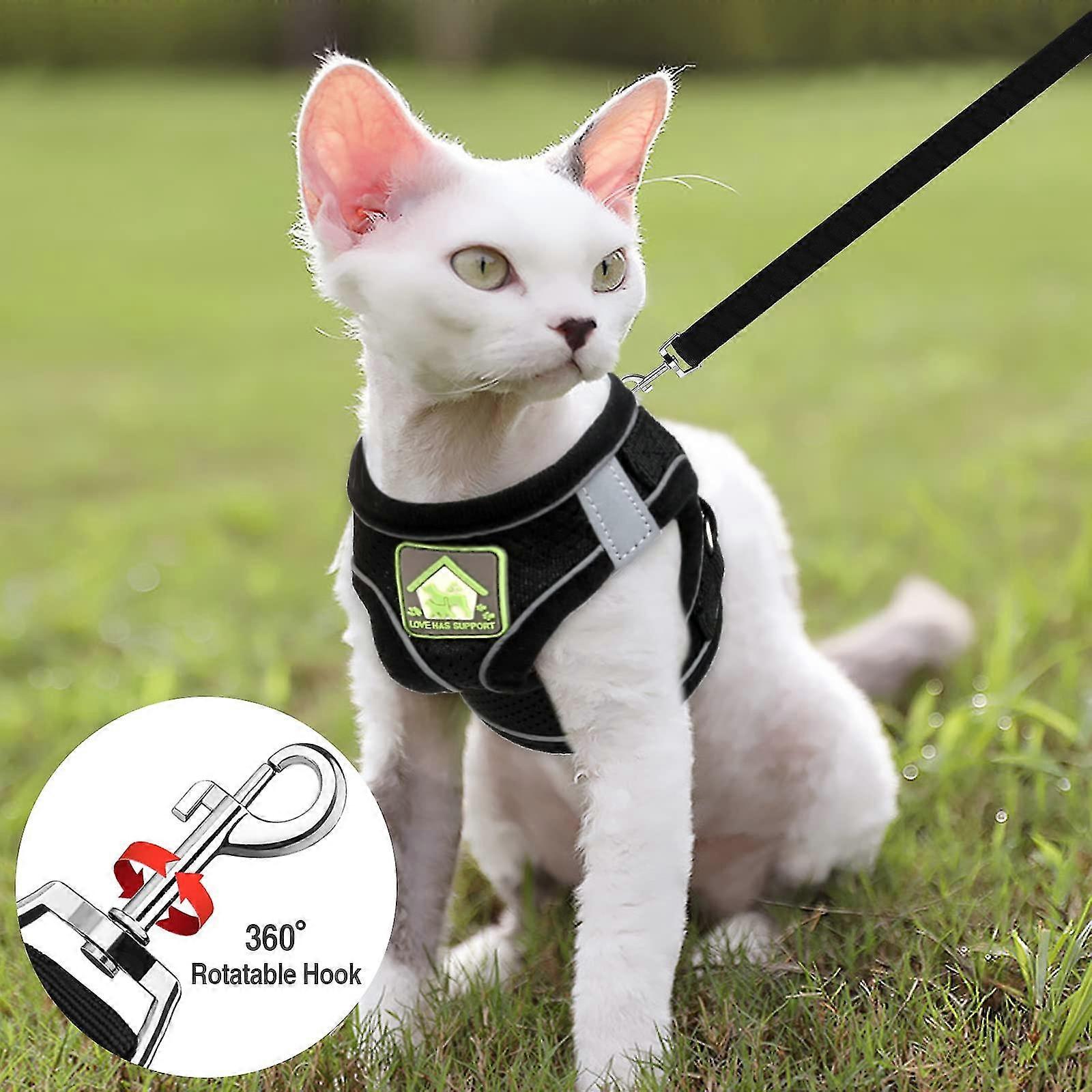 Cat Collars Harnesses And Lead Set Kitten Walking Escape Proof Adjustable Lead Vest Set For Ferret Puppy Rabbit,kitten Lead And Harness Set With Refle
