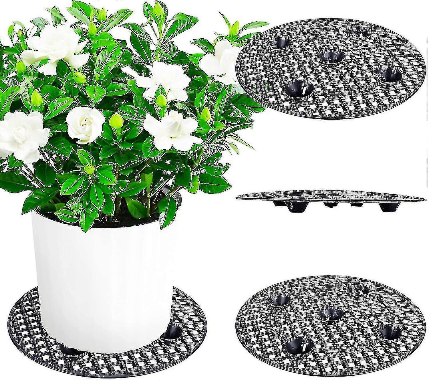 2024 4pack Plant Level Pot Elevator, Heavy Duty Plant Stands, Plant Pot Saucer For Prevent Rot And Damage On Patio & Deck (20cm-4pcs, Black)