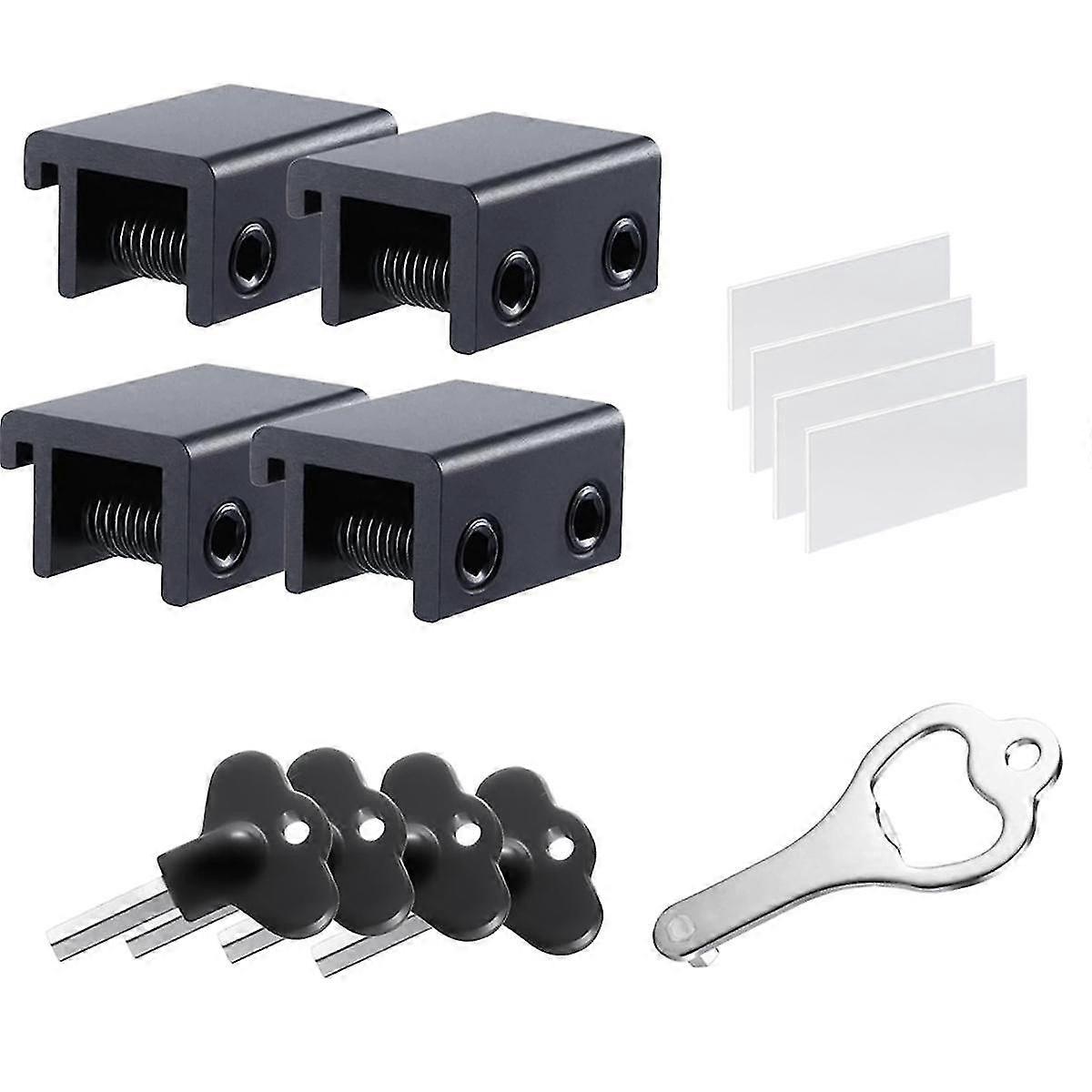 Sliding Window Locks (4 Pack), Security Window Locks With Keys, Adjustable Aluminum Sliding Window
