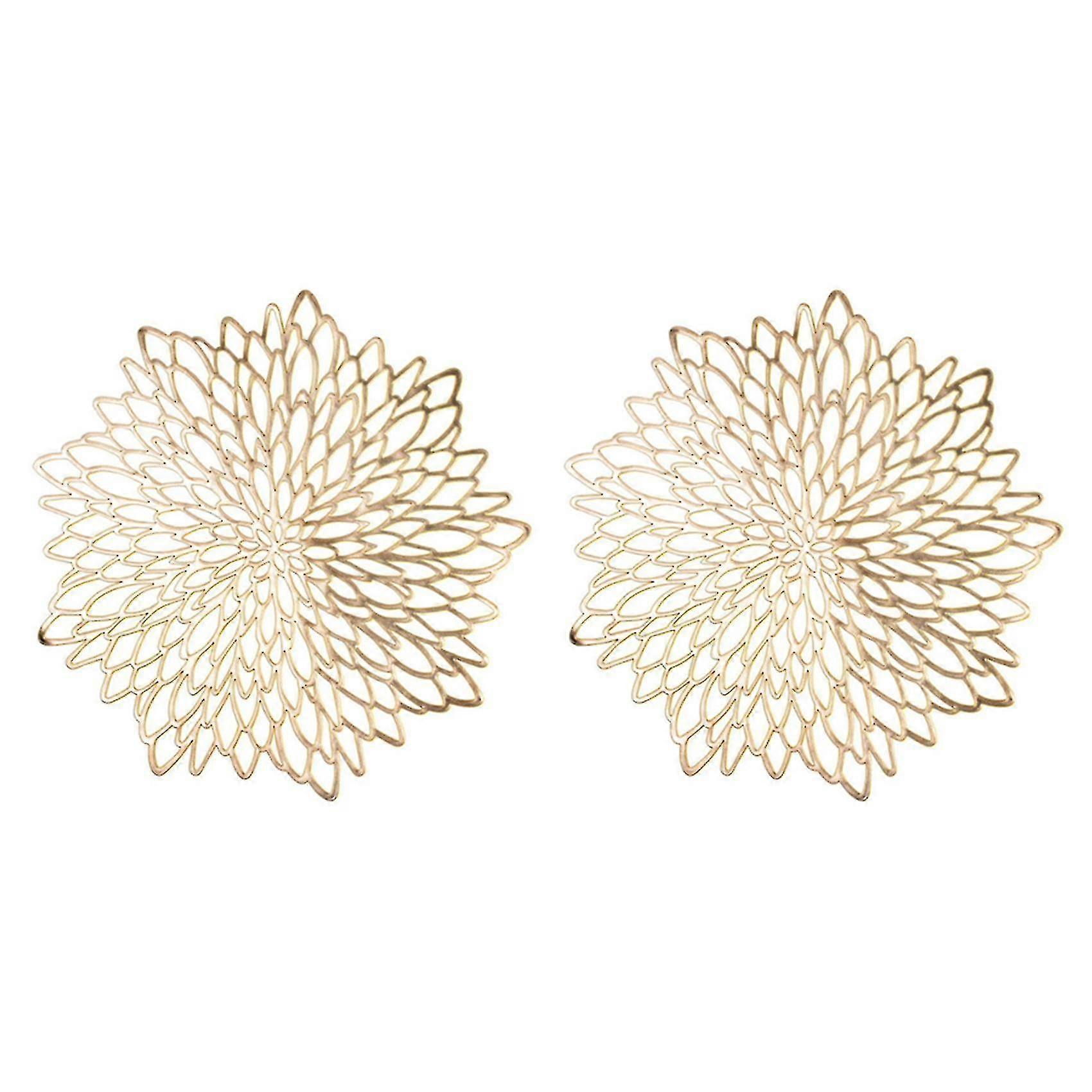 6pcs pvc placemat compatible with dining table hollow pad coaster pads gold