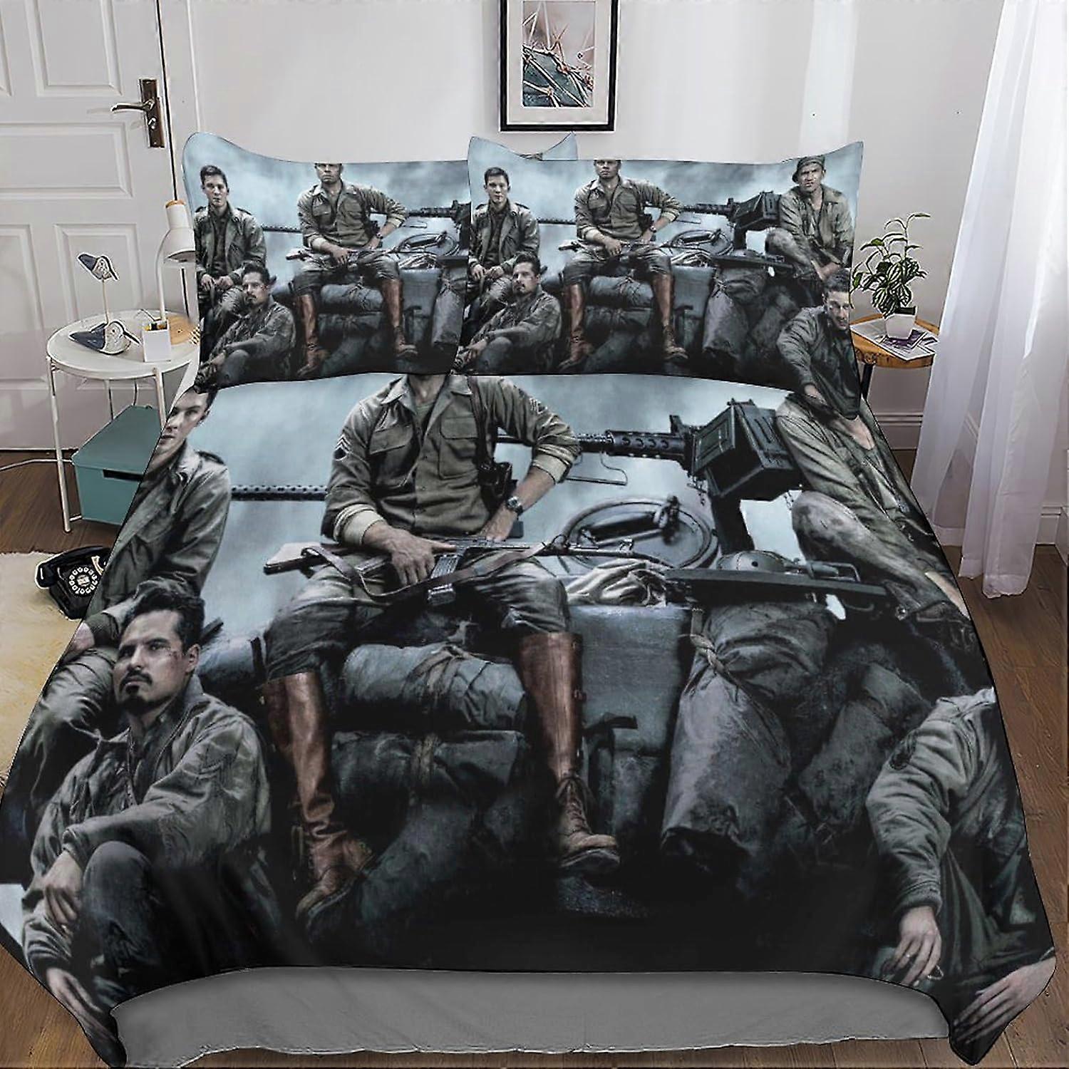 Kerota Brad Pitt Duvet Cover Set with Pillowcases Microfiber Star Bedding Set with Zipper Closure 3