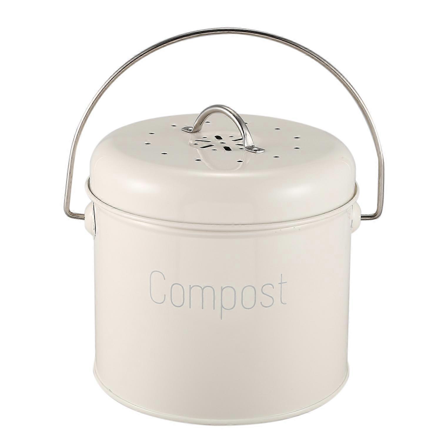 Compost Bin 3L - Stainless Steel Kitchen Compost Bin - Kitchen Composter for Food Waste - Coal Filt