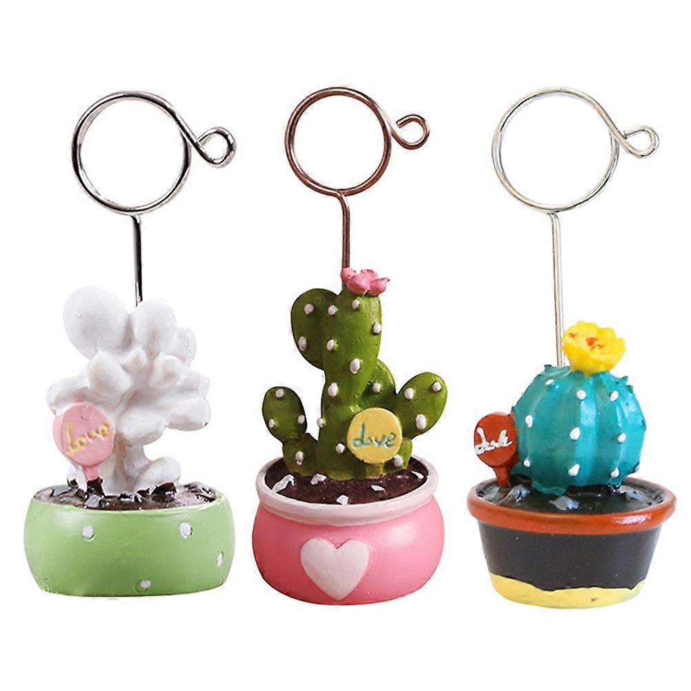 1 Set 3pcs Mini Cactus Shape Memo Clips Note Holders for Party Home Decor