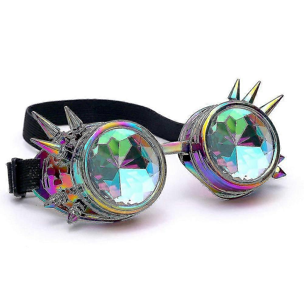 Rainbow Glasses Kaleidoscope Goth Punk Rivets Goggles Props