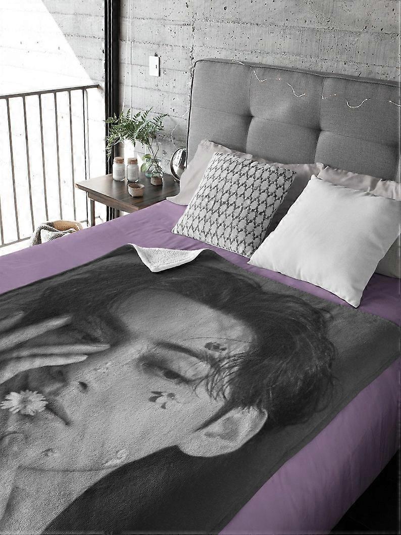 Cobertor Personalizado com Foto, Cobertor de Veludo Preto e Branco Personalizado, Presente Personalizado para Fãs do Exército e K-Pop, Tatamic Namjooning-PIYR235