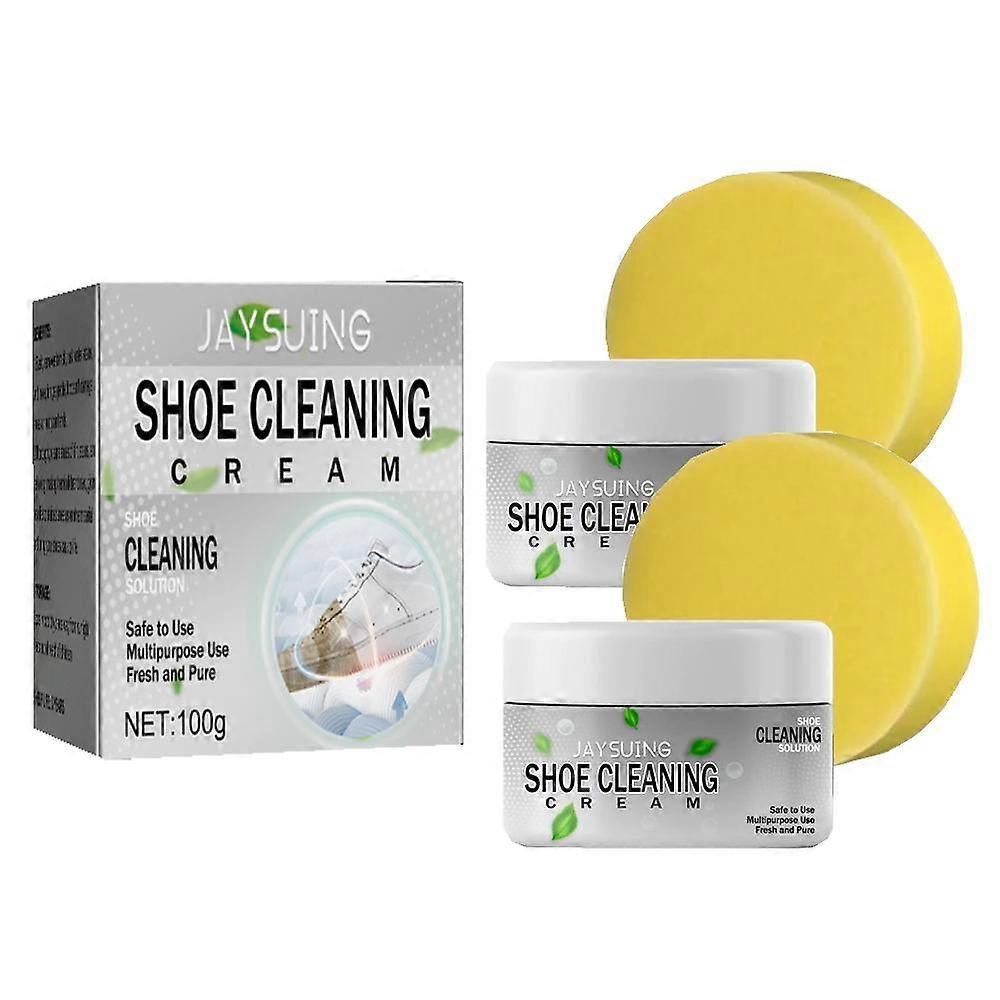 2x Crème Nettoyante Pour Chaussures Blanches Blanchir Nettoyage Tache Saleté Enlever Jaune Crème Nettoyant Décontamination Blanc Chaussures Nettoyage
