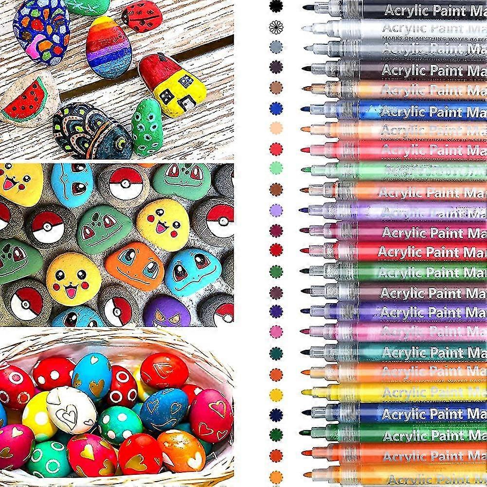 Acrylic Paint Markers, 28 Colors Acrylic Paint Pens For Glass, Ceramic, Stone