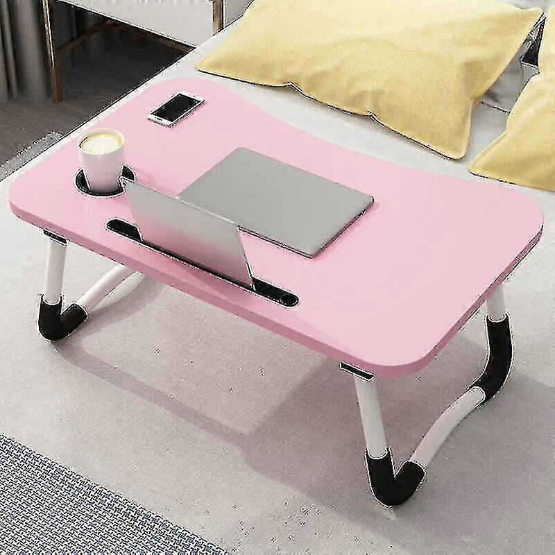 (pink) Portable Adjustable Folding Laptop Desk Foldable Study Computer Bed Table Stand