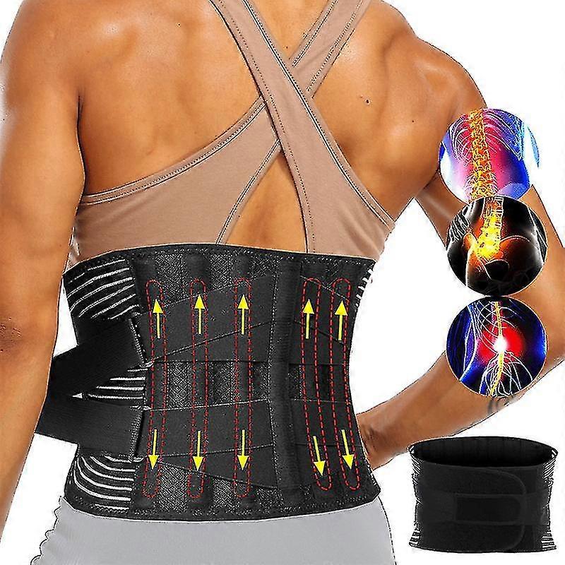 حزام دعم قطني الظهر قابل للتعديل مع 6 عظم الخصر العظام مشد الرجال العمود الفقري تخفيف الضغط الخصر مدرب الظهر لتخفيف الآلام Vua