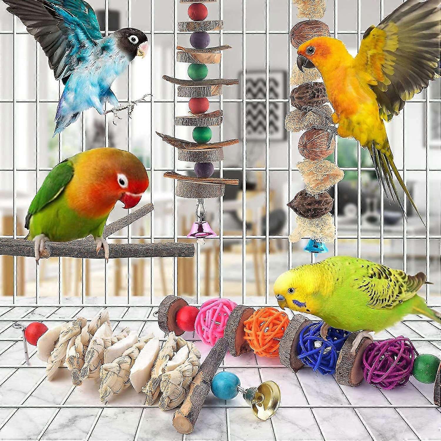 Bird Chew Toys, 5 Packs Parakeet Toys Parrot Hanging Ca Toy Bird Perch D For Sma