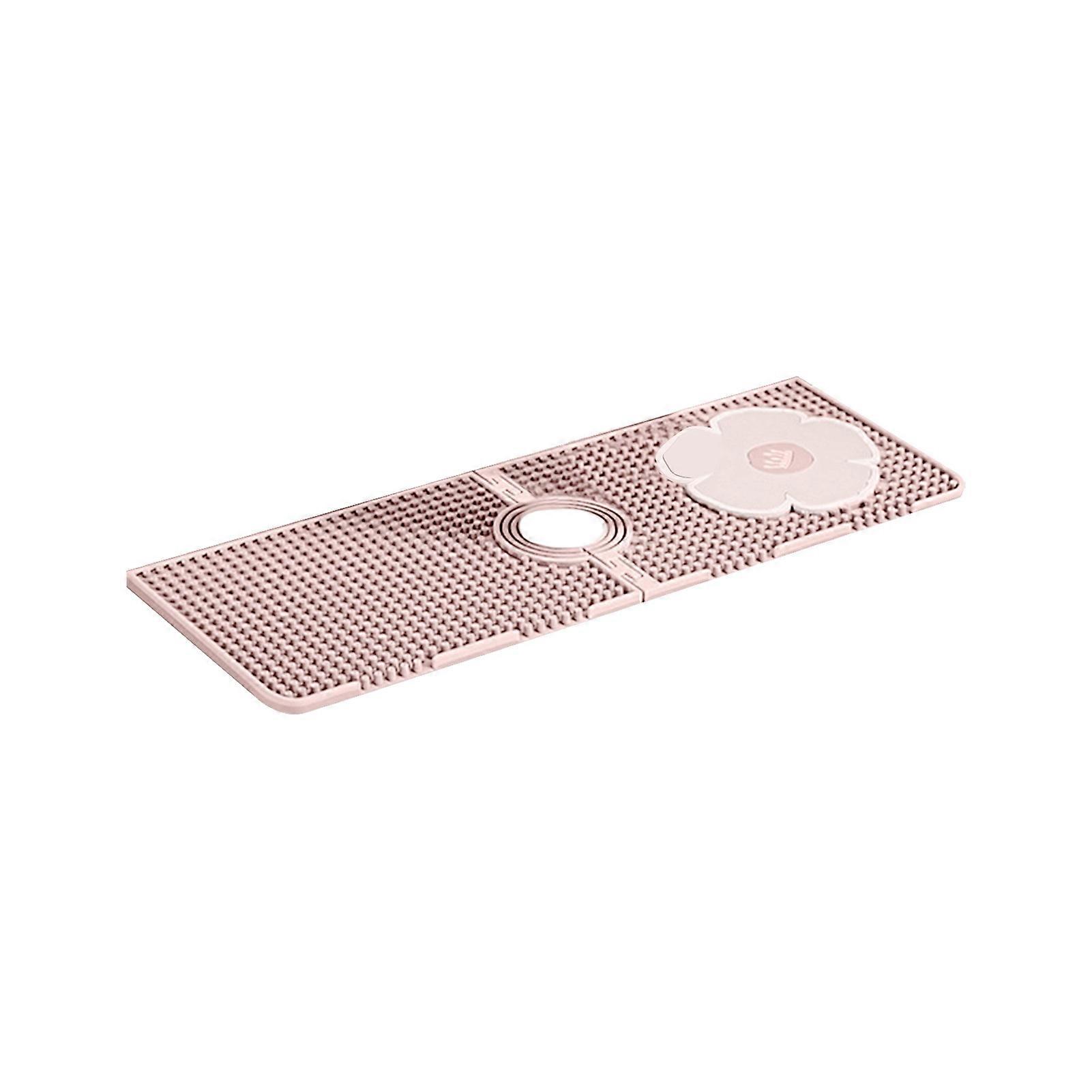 Silicon Sink Splash Guard Faucet Drying Mat Floral Pattern Water Drip Catcher Tray Non-Slip Gadgets Organizer for Kitchen Bathroom Dish Sponge Holder