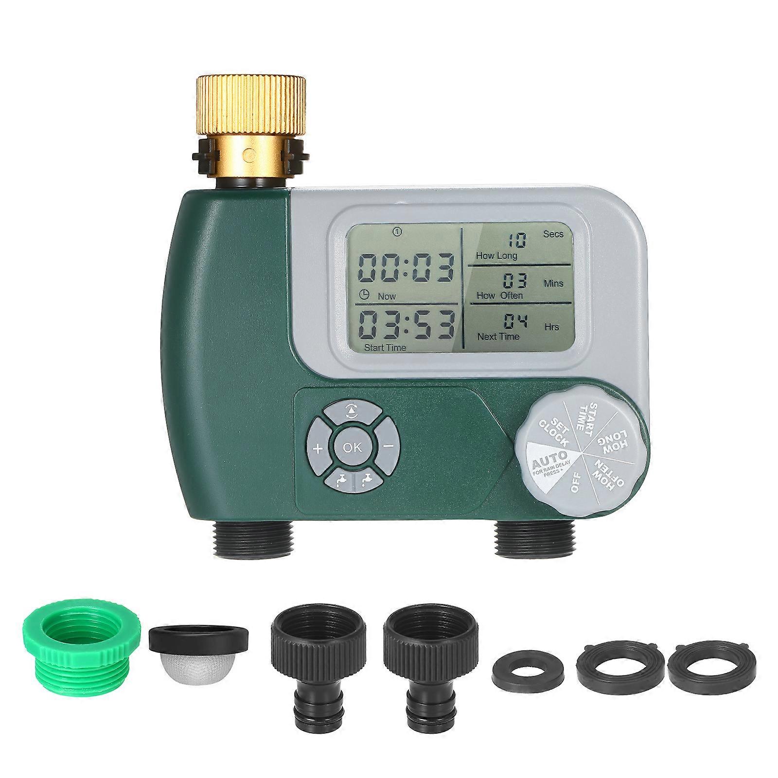 Outdoor Programmable Digital Automatic Watering Sprinkler System Irrigation Controller Hose Faucet Timer with 2 Outlet