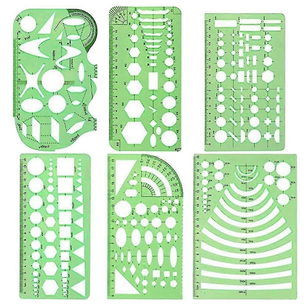 6 Pcs Templates Rulers Drawing Roller Learn School Practical Measuring Multifunction Stencils Set-dt