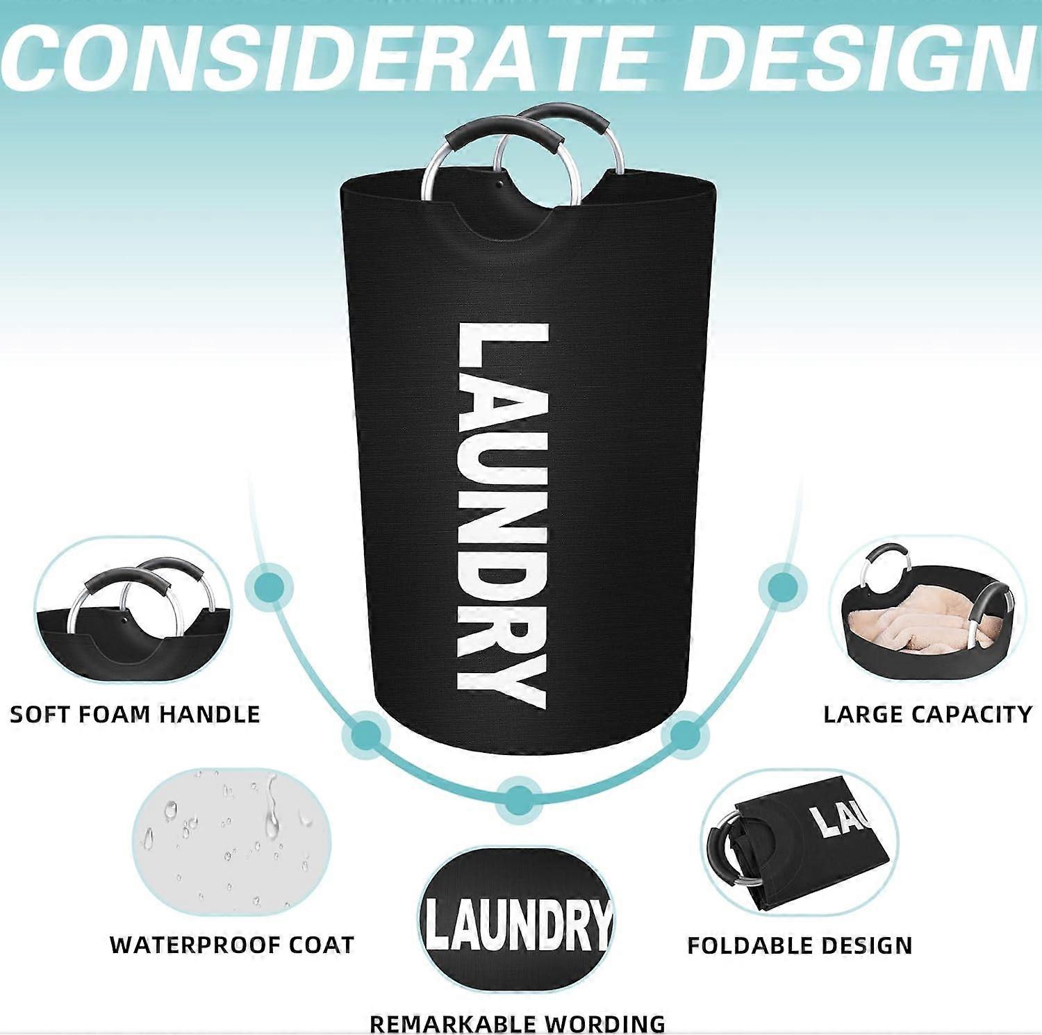 115L Rolling Laundry Hamper With Wheels - 30 Gallon Laundry Basket Organizer | Removable Washable Bag, Black