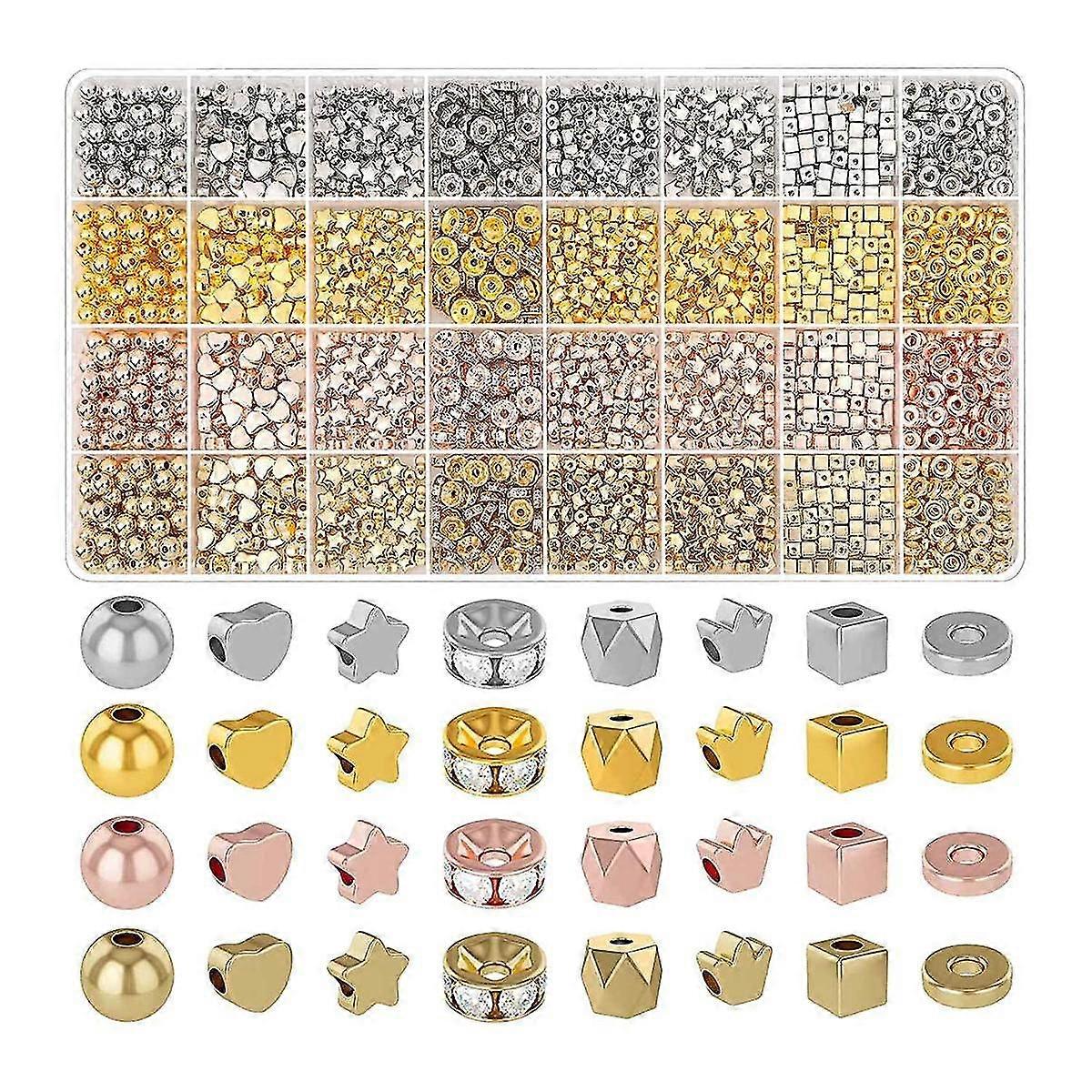 2240 Pcs Spacer Beads For Jewelry Making In 8 Styles, For Bracelets Making, Round Beads Beads Craft
