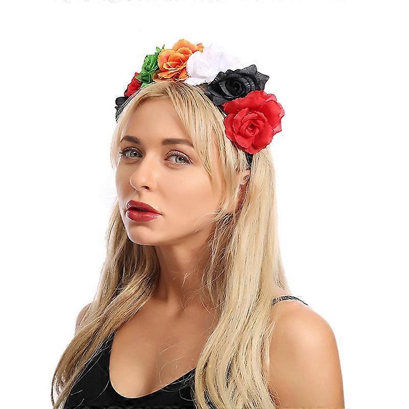 Day of the Dead Headband Costume Rose Flower Crown Mexican Headpiece