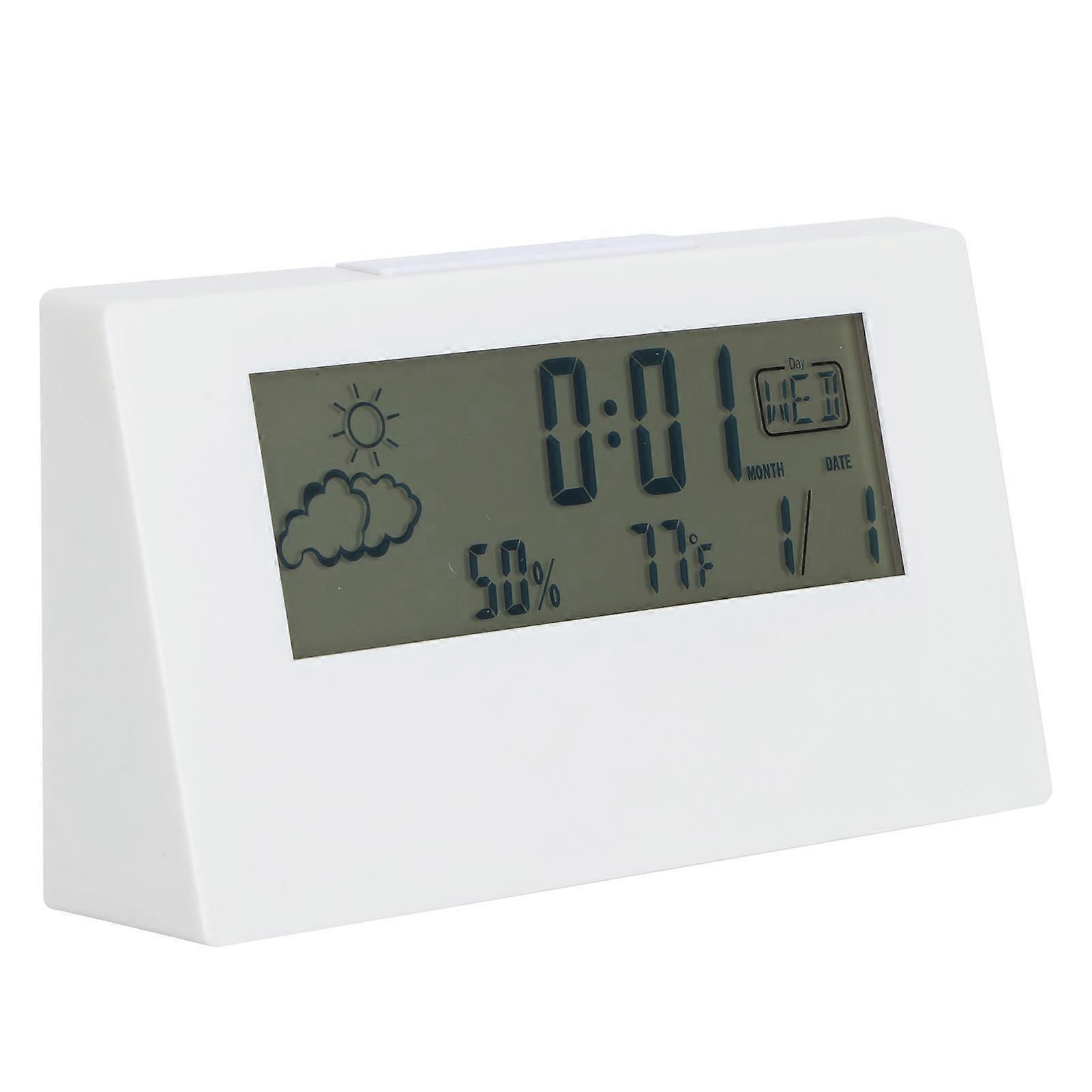 Electronic Alarm Clock Transparent LED Perpetual Calendar Weather Temperature Humidity Display