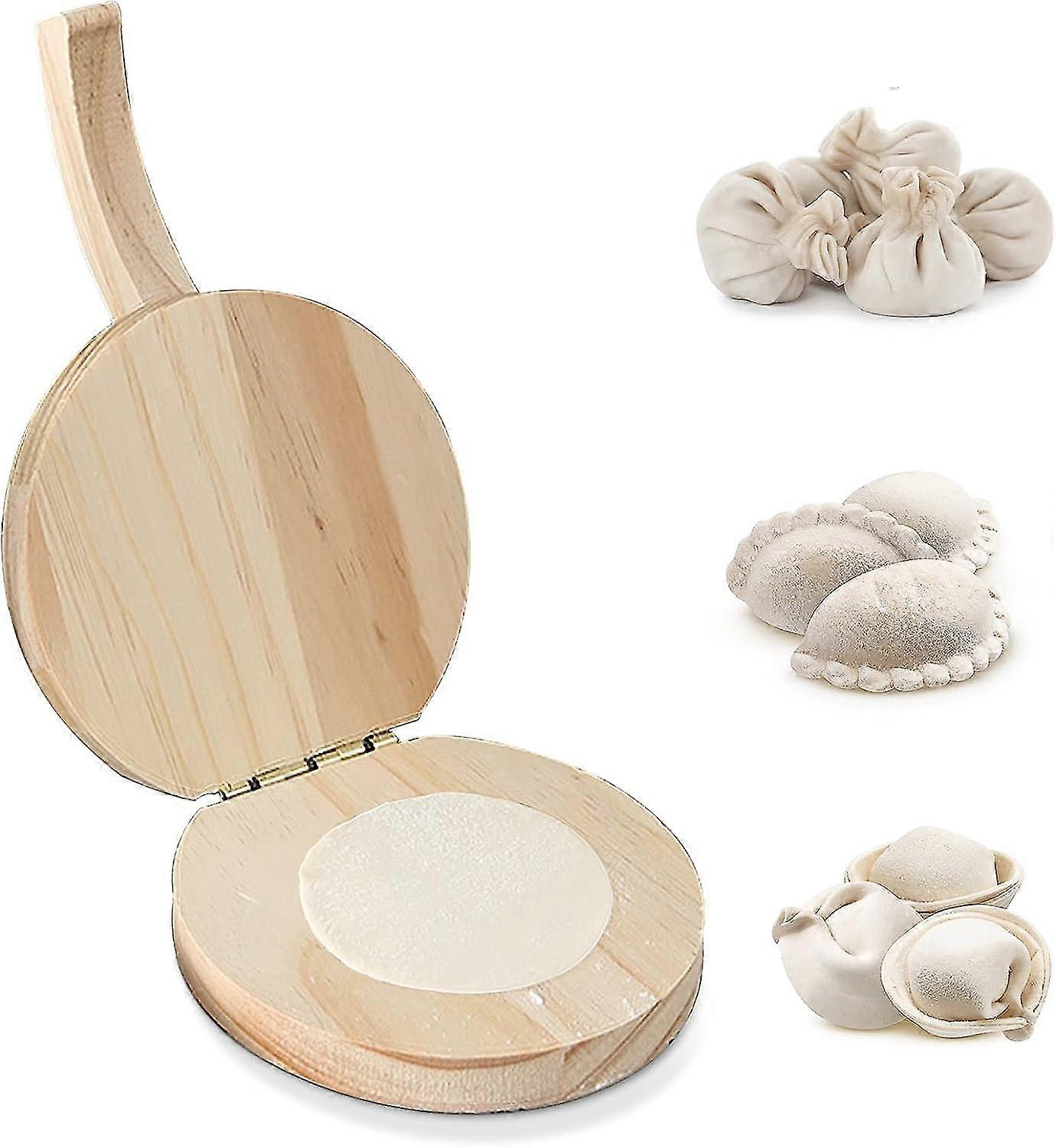 Wooden Tortilla Press Maker, Wooden Press Dumpling Dough Maker, Round Mold Wooden Dumpling Press, For Kitchen And