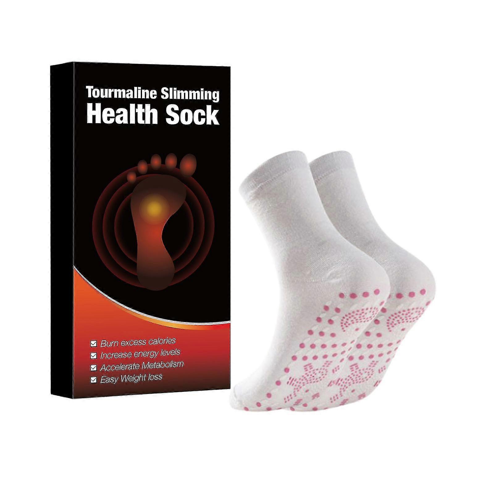 2 Pairs Tourmaline Slimming Health Sock, Tourmaline Acupressure Self-heating Shaping Socks