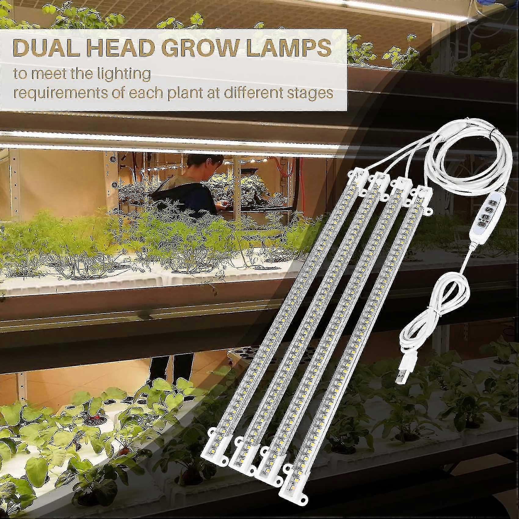Led Grow Light Strips, Full Spectrum Grow Lights For Indoor Plants With Auto On/off 3/9/12h Timer