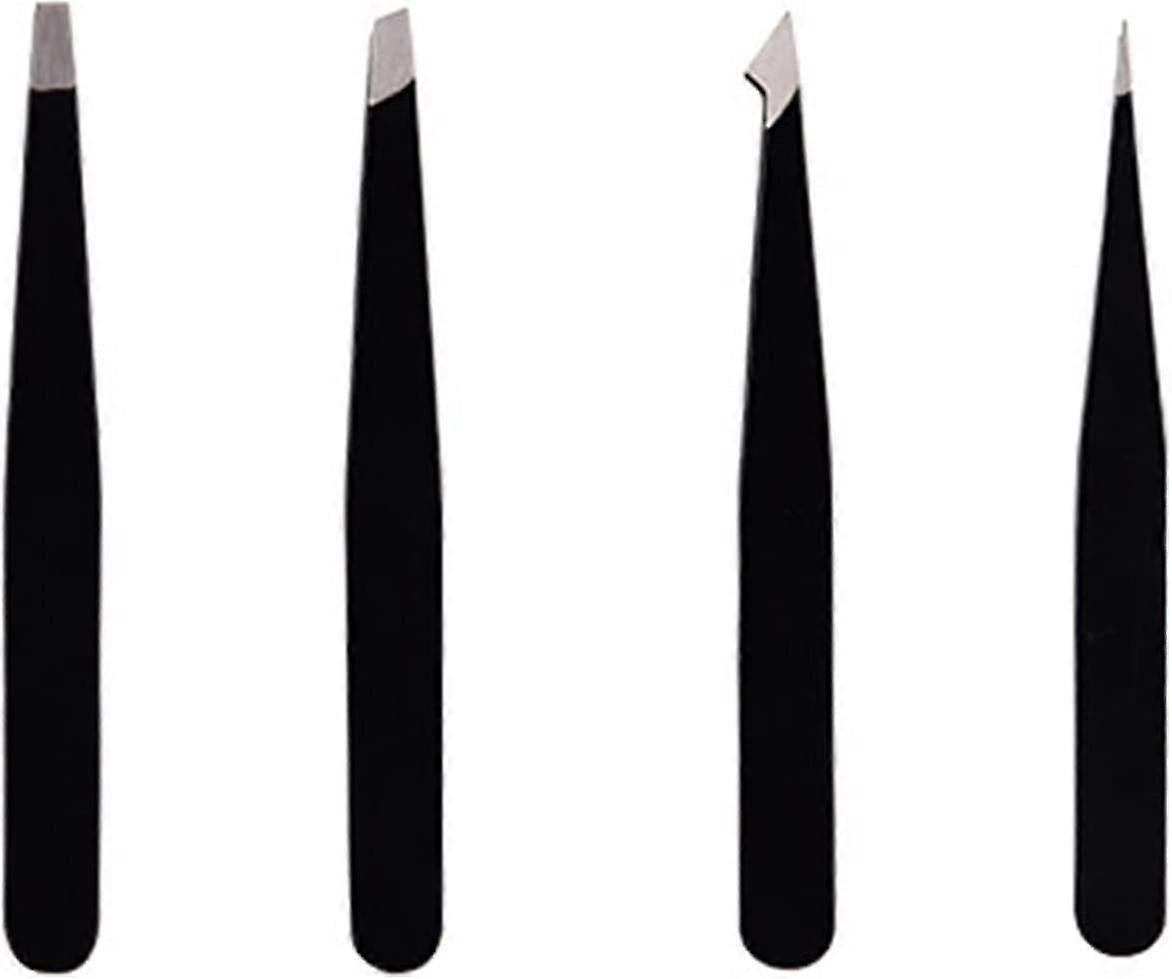 Zk- 4 قطع ملاقط احترافية من الفولاذ المقاوم للصدأ ، ملاقط دقيقة للرؤوس السوداء ، شعر نام ، شظايا ، رموش ، أسود