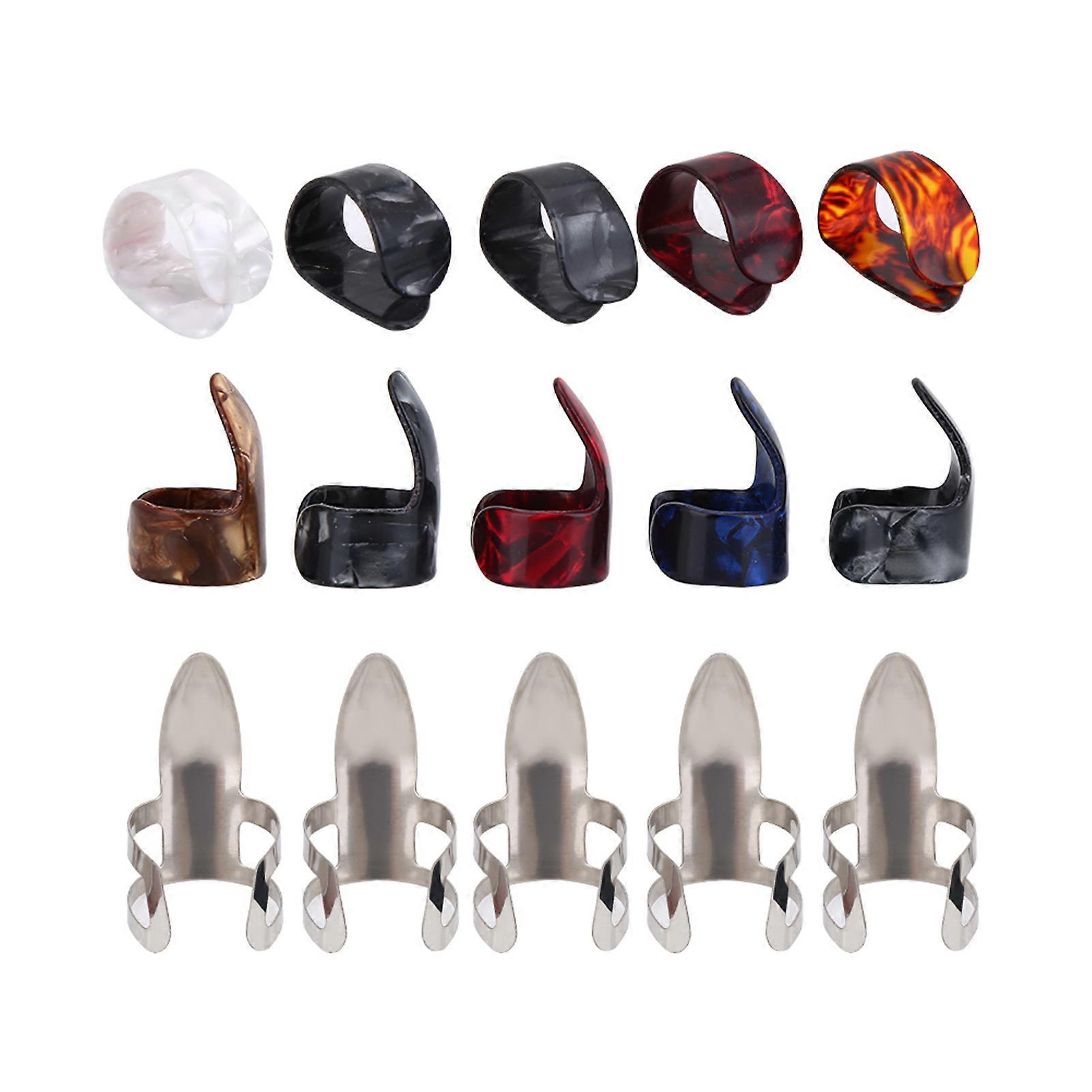 DIY Finger Picks Protector Set with Storage Box for Guitar - 15 Pcs