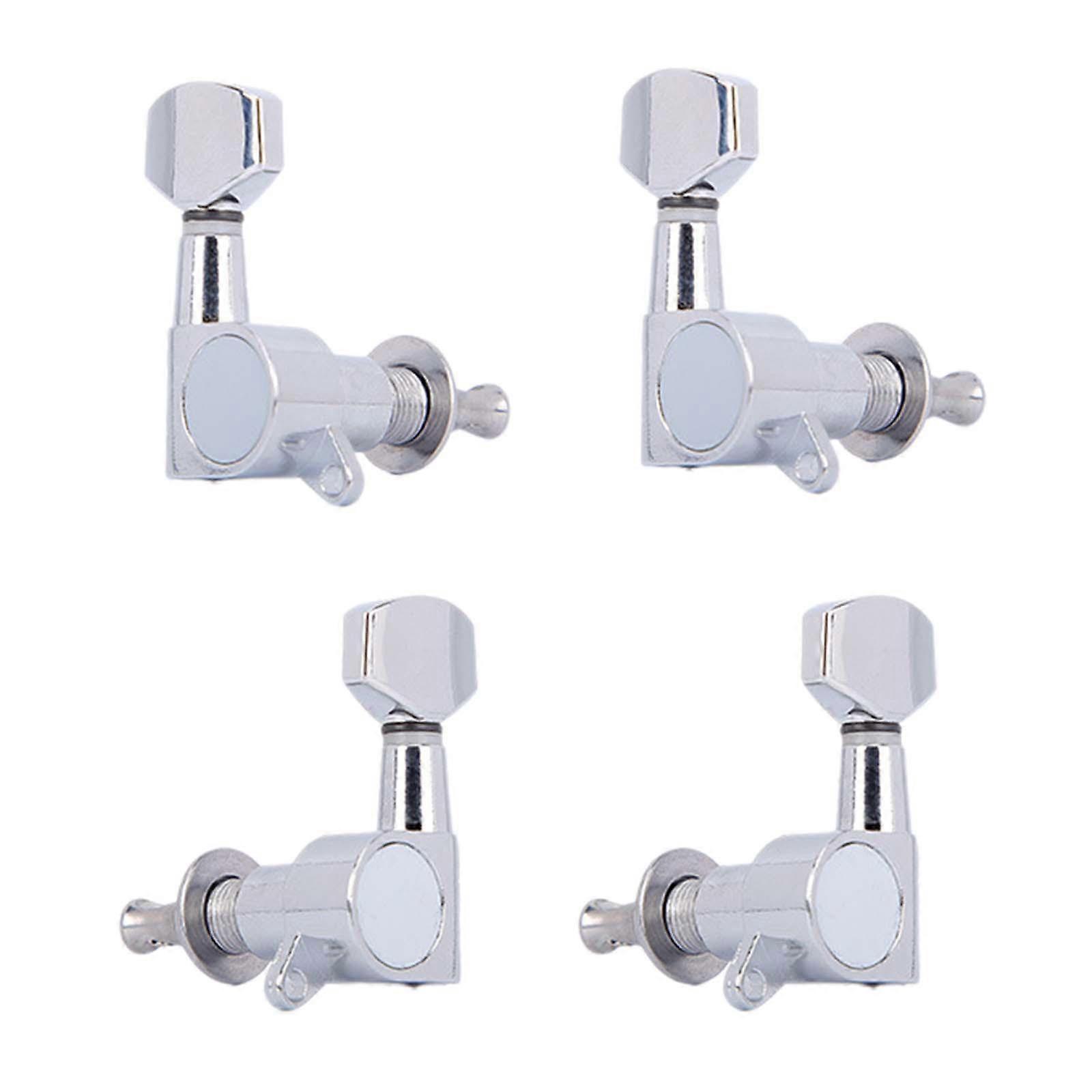 4 Pieces 2L 2R Ukulele Tuning Peg Replace Parts Keys Heads Knobs for Ukulele Silver