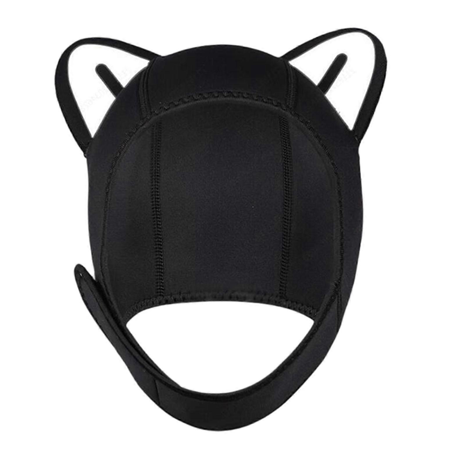 آذان القط غوص بالحياة غطاءة غطاء جميل لركوب الأمواج قبعة للإبحار التجديف بالكاياك أسود أبيض الأذن S