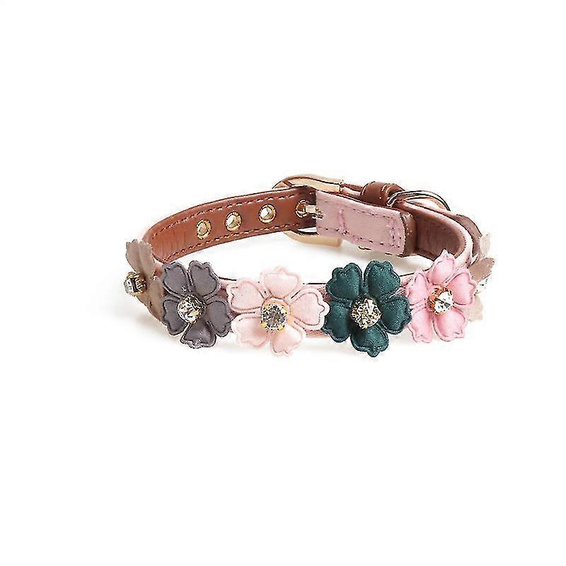 Pet Dog Adjustable Diamond Flower Collar Accessories (a, Style)
